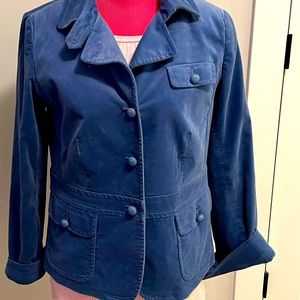 Blue Brushed Corduroy Structured Short Jacket
